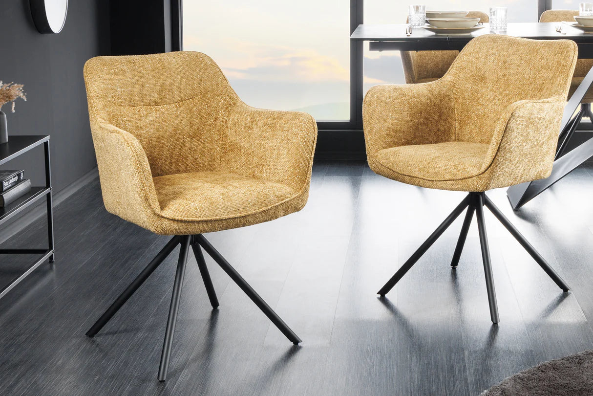 
Swivel Armchair "Valencia" - Textured Fabric Yellow