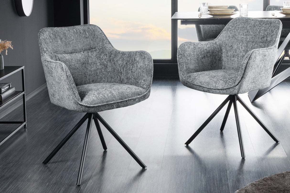 
Swivel Armchair "Valencia" - Textured Fabric Grey