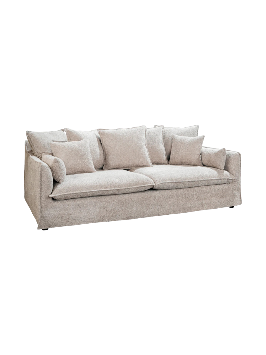 
Grand canapé design 3 places « Lord » avec housses amovibles - Bouclé Champagne