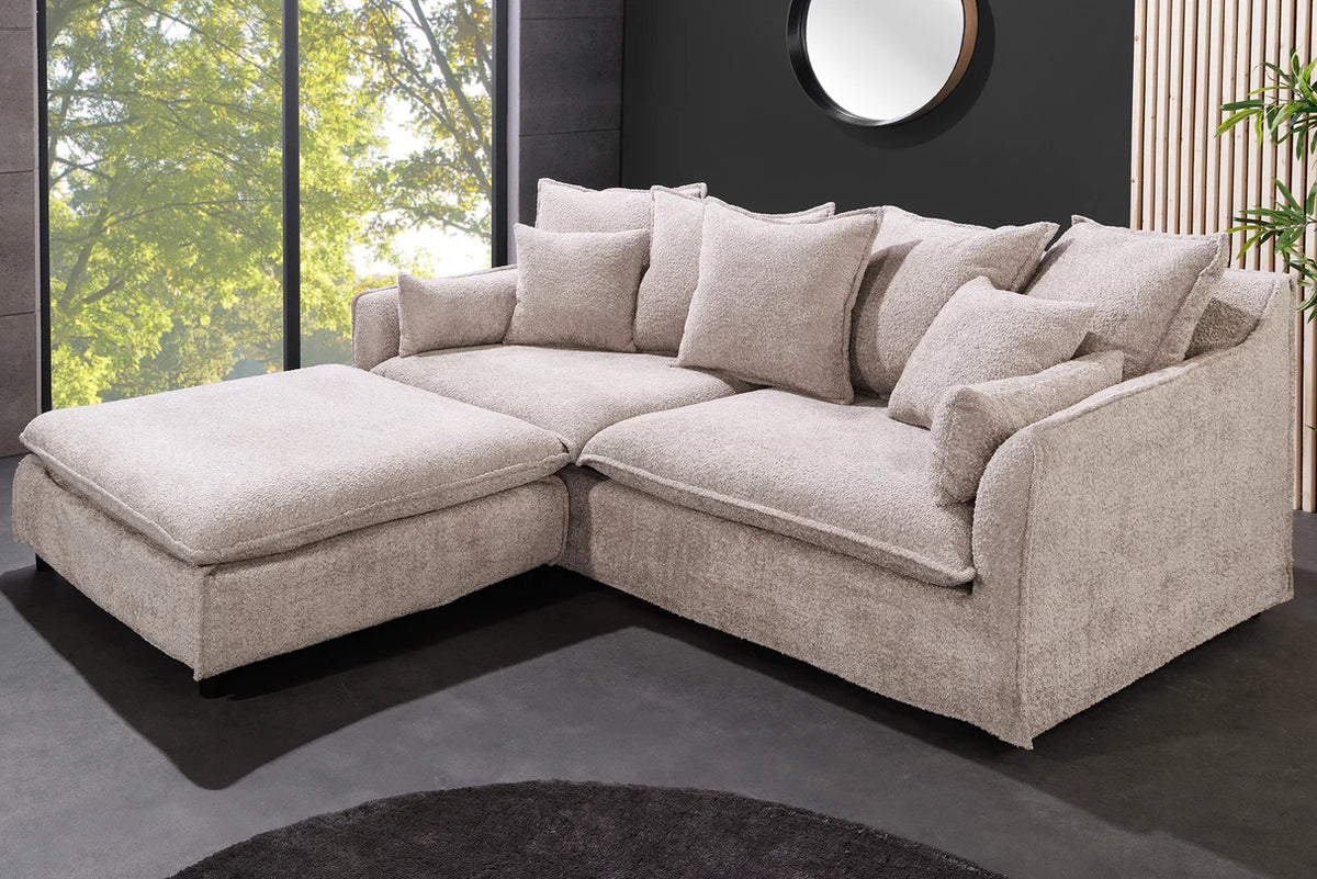 
Grand canapé design 3 places « Lord » avec housses amovibles - Bouclé Champagne