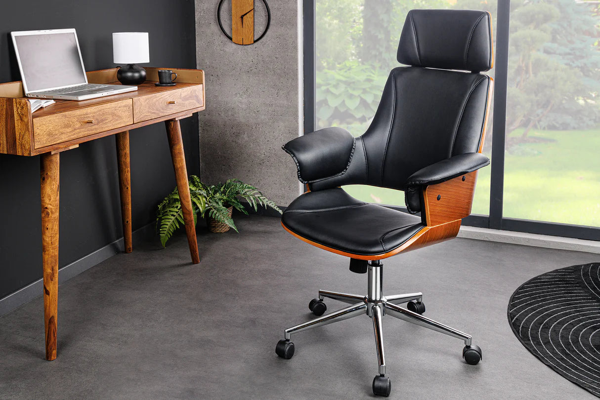 
Chaise de bureau design « Goals » - Similicuir noir