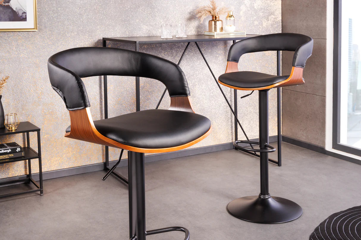 
Tabouret de bar réglable en hauteur « Manhattan » - Noyer / Noir