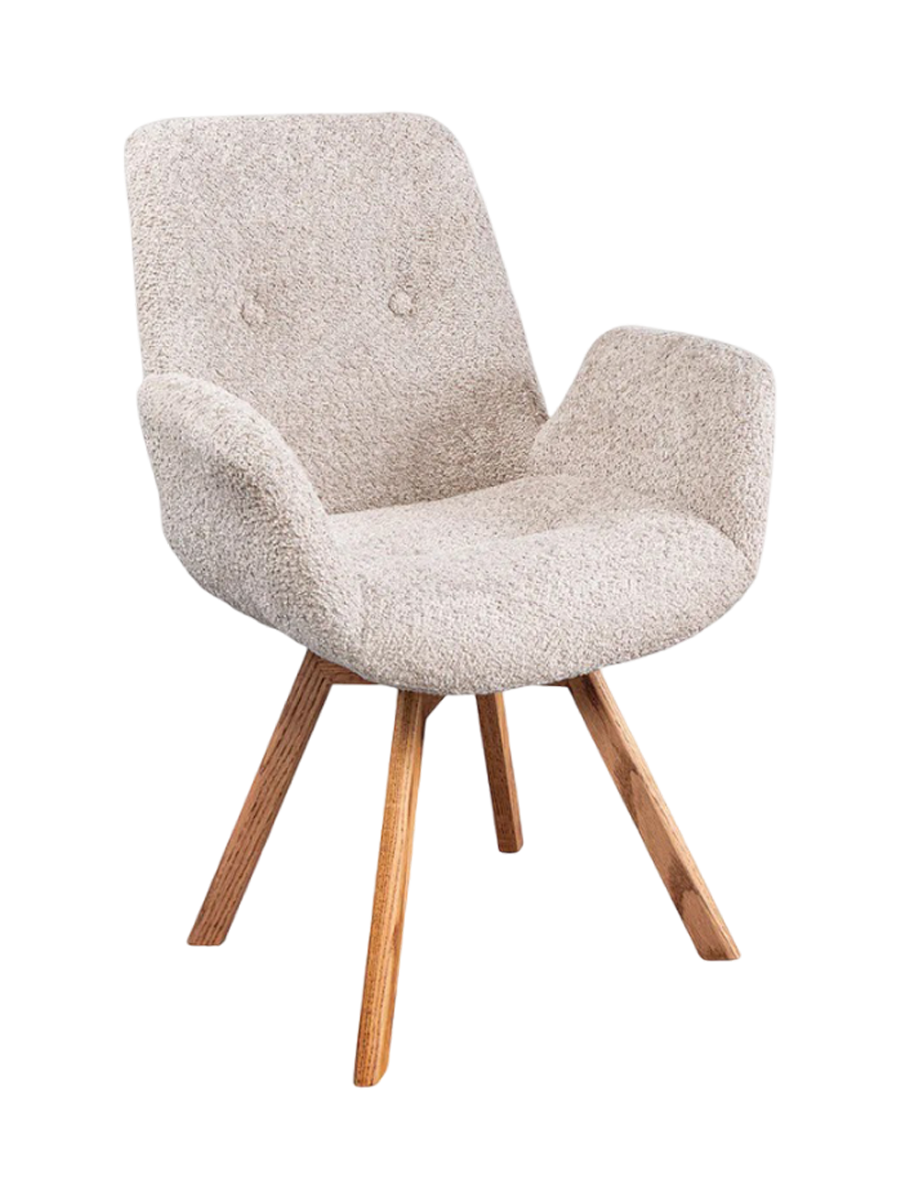 
Poltroncina girevole a 360° con braccioli „Baltico“ - Beige Bouclé
