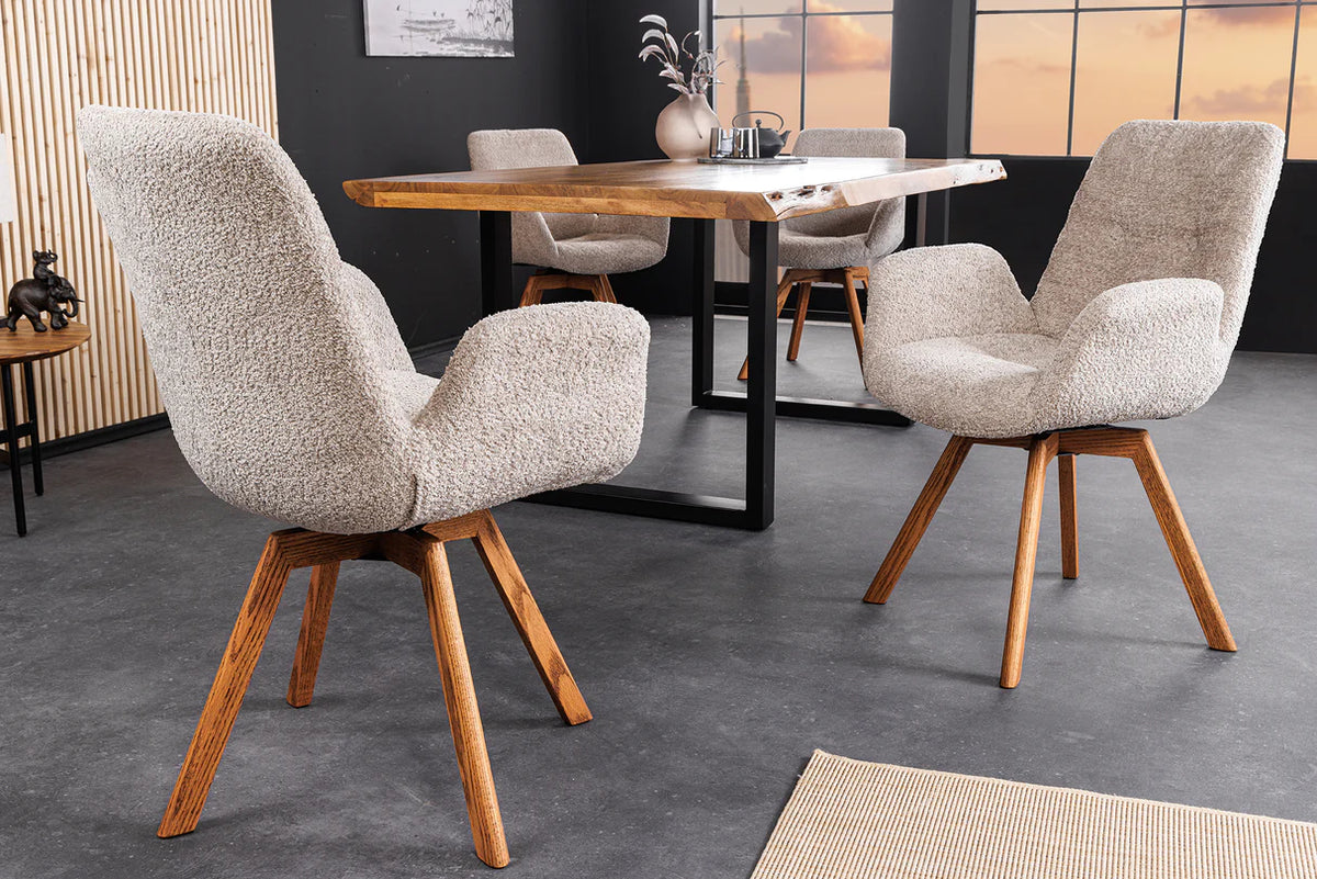 
Poltroncina girevole a 360° con braccioli „Baltico“ - Beige Bouclé