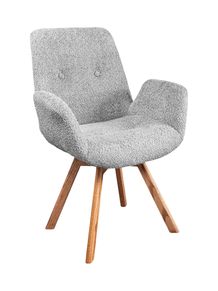 
Poltroncina girevole a 360° con braccioli „Baltico“ - Bouclé Grigio chiaro