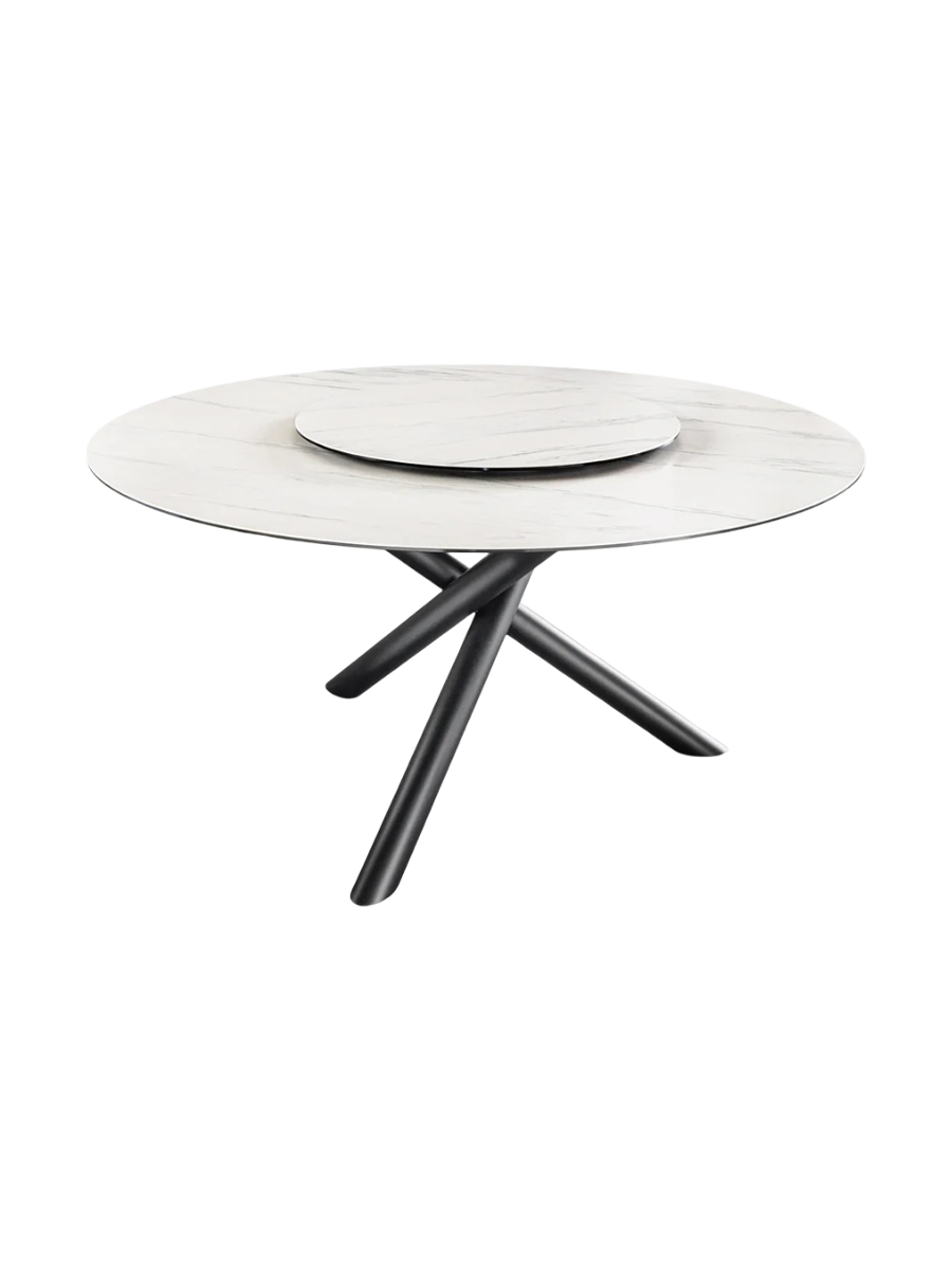 
Tavolo da pranzo rotondo di design “Confuse” con piatto girevole rimovibile, in ceramica Ø 150 cm