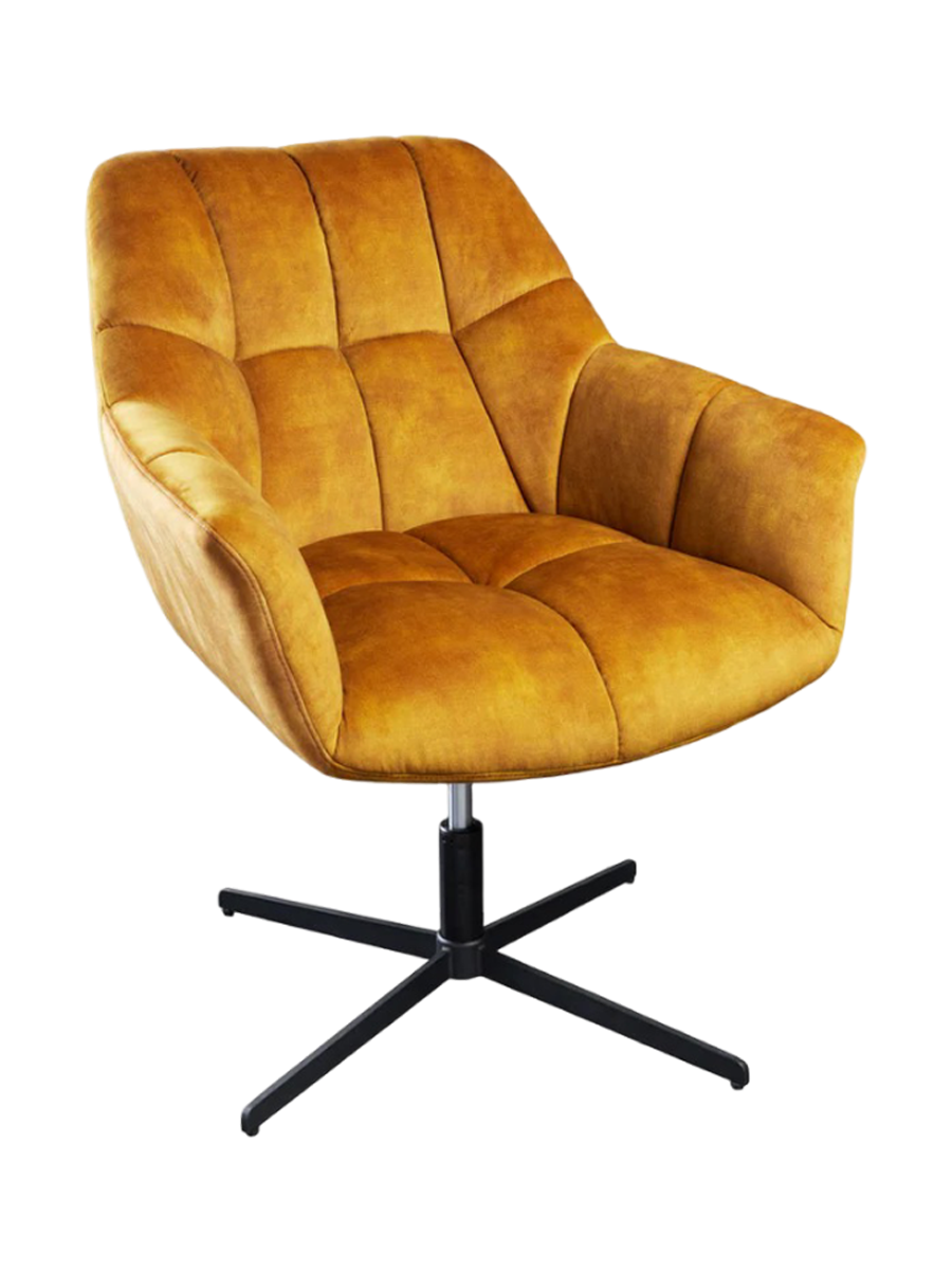 
Swivel Design Armchair "Papillon" - Velvet Mustard Yellow