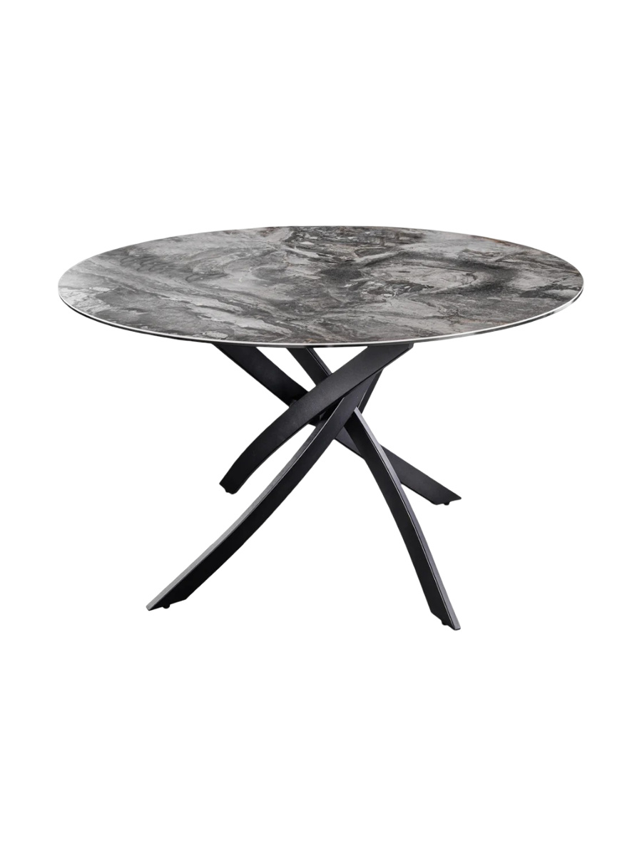
Round Ceramic Dining Table "Alpino" Ø 120 cm - Marble Look Taupe