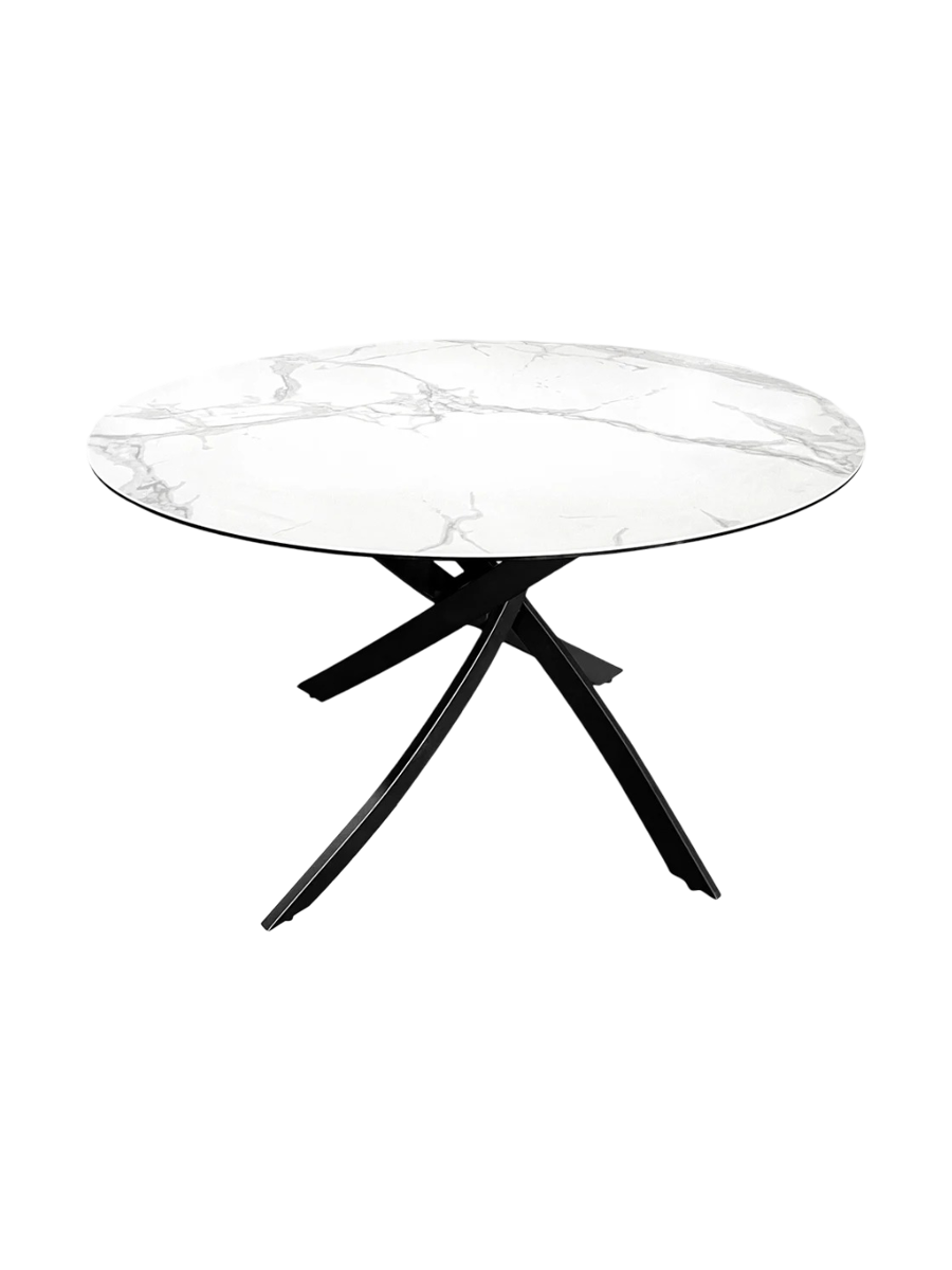 
Round Ceramic Dining Table "Alpino" Ø 120 cm - white marble look