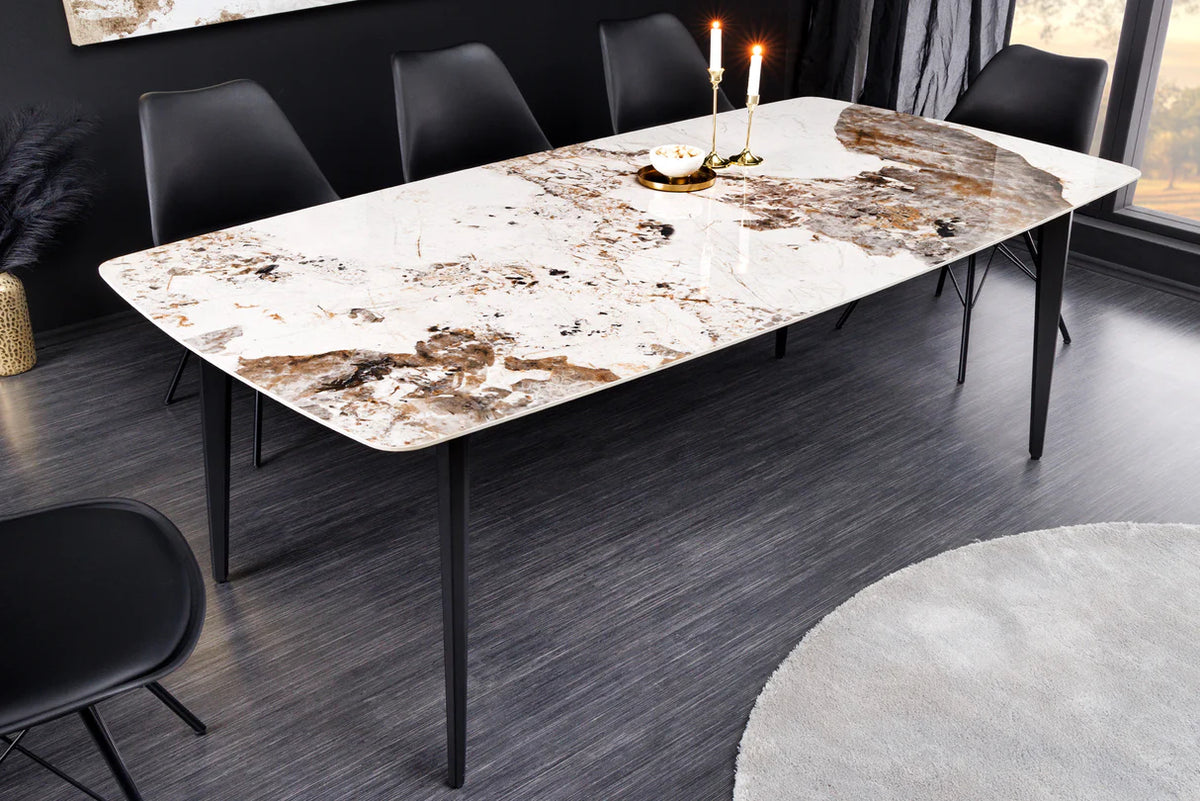 
Tavolo da pranzo di design in ceramica „Milano“, diverse dimensioni - Aspetto della pietra naturale / 180 x 90 cm