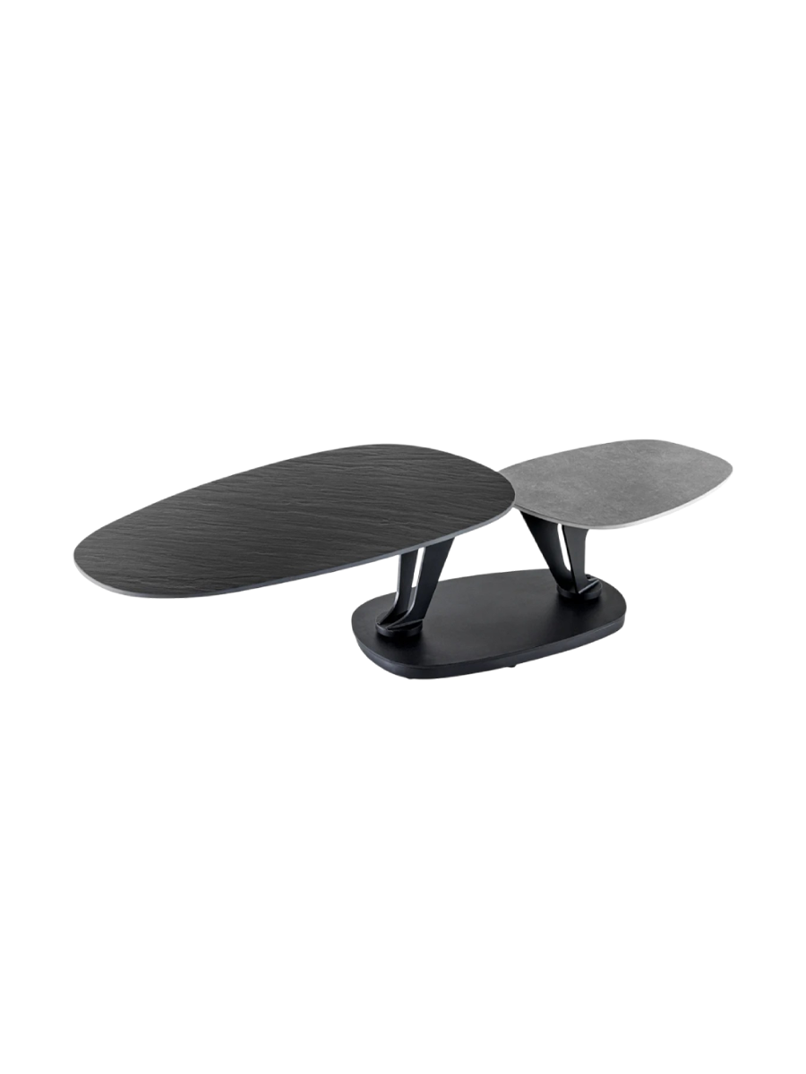 
Swiveling Ceramic Design Coffee Table "Dancing Oval" - Black / Gray