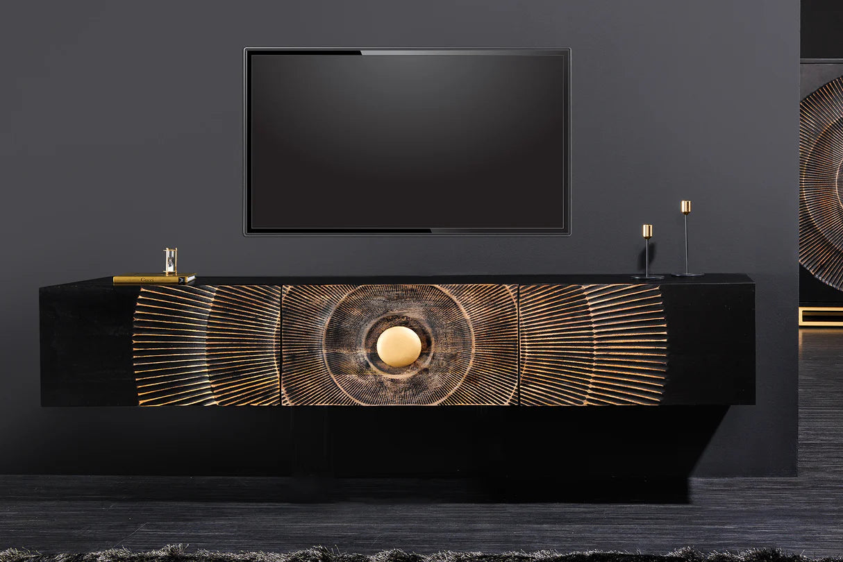 
Meuble bas design en bois massif « Brilliant Sunset » - à suspendre