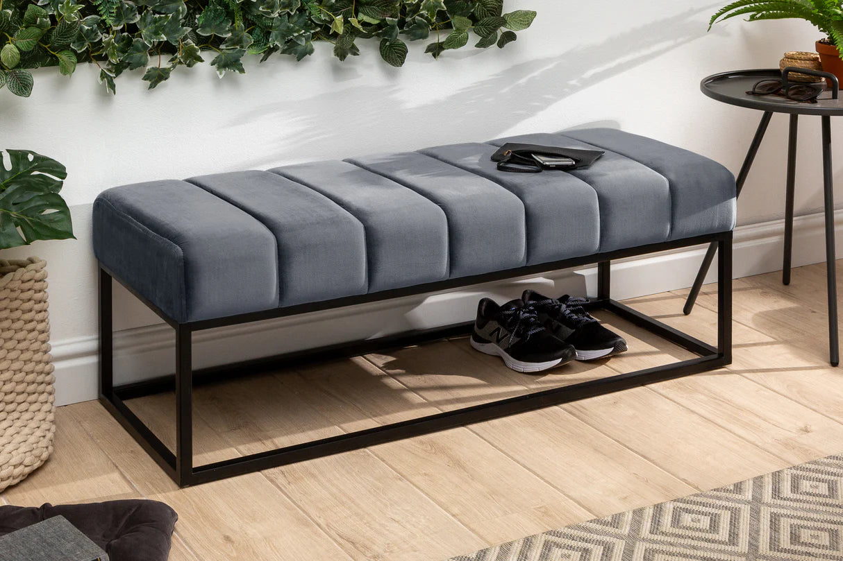 
Banc « Petit Beaute » - Velours Gris Argenté