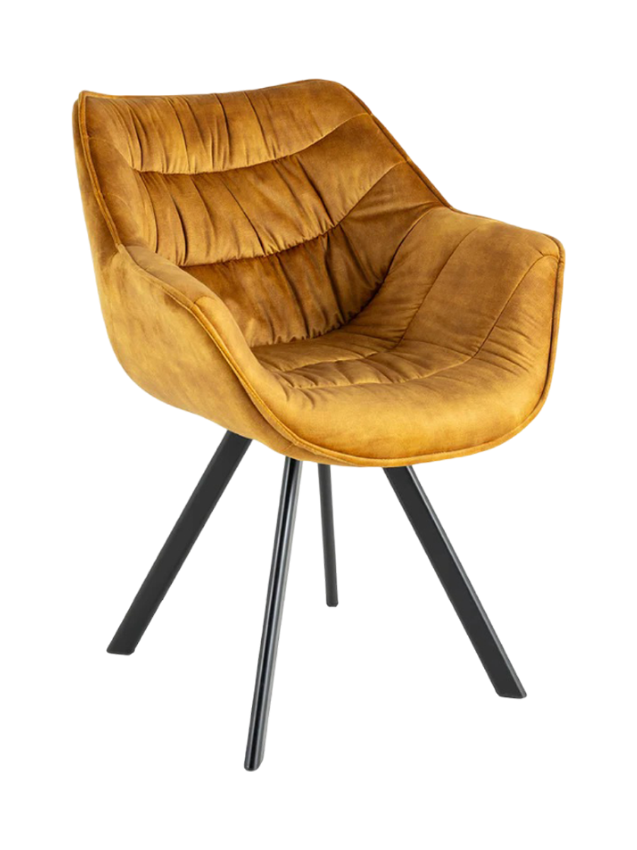 
Poltrona di design con braccioli “Dutch” con rivestimento in velluto - Giallo senape