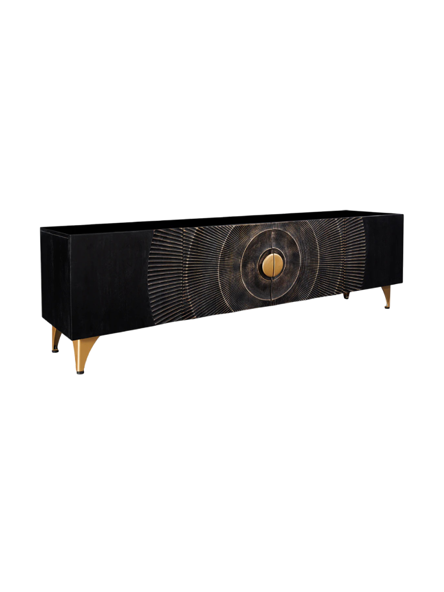 
Lowboard design en bois massif « Brilliant Sunset » - Noir