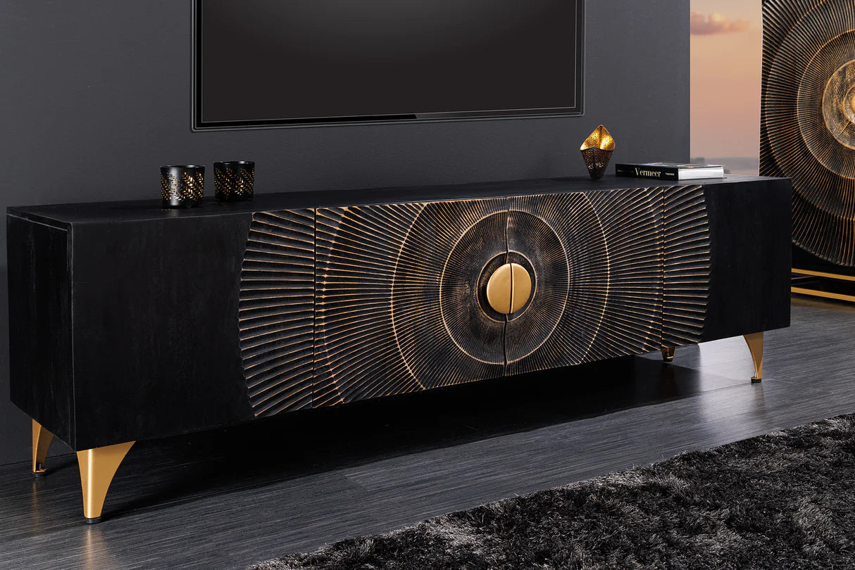
Lowboard design en bois massif « Brilliant Sunset » - Noir