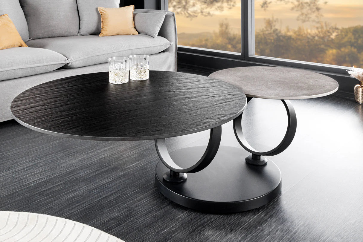 
Swiveling Ceramic Design Coffee Table "Dancing" - Black/Grey