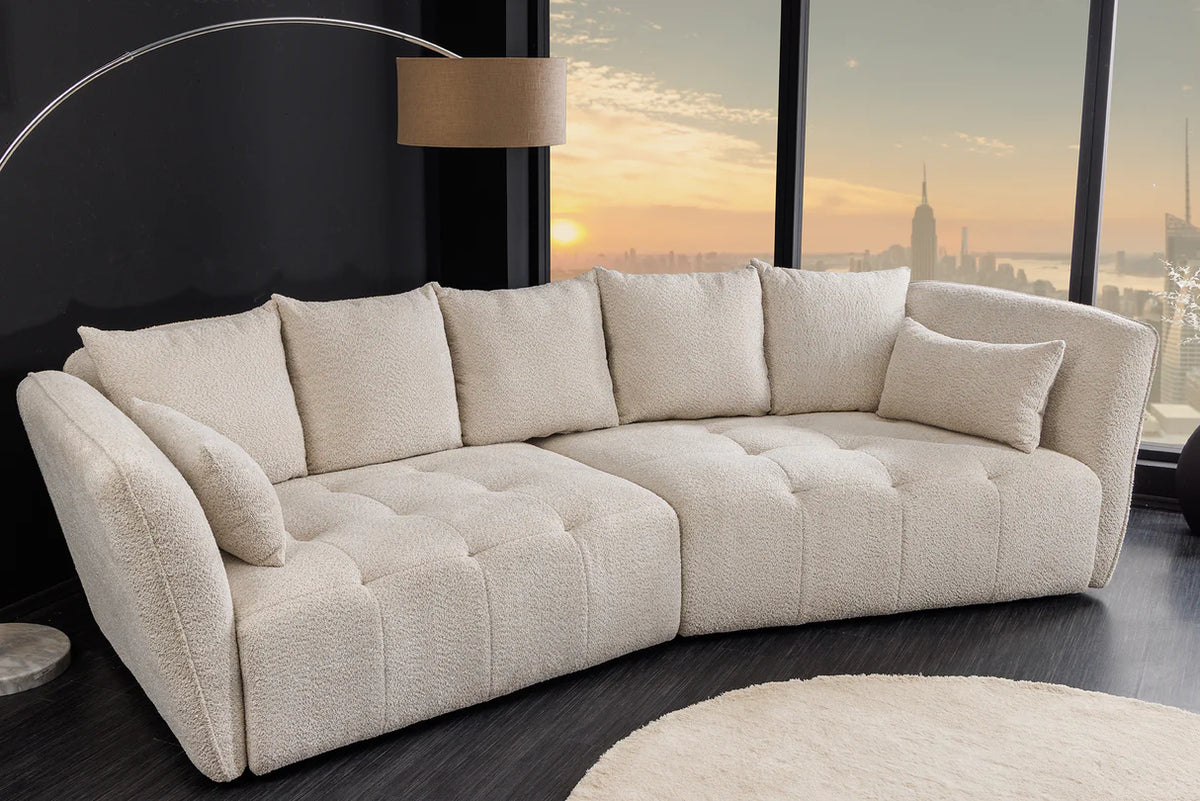 
Canapé 3/4 places design Big Sofa "Royal" - Bouclé Champagne