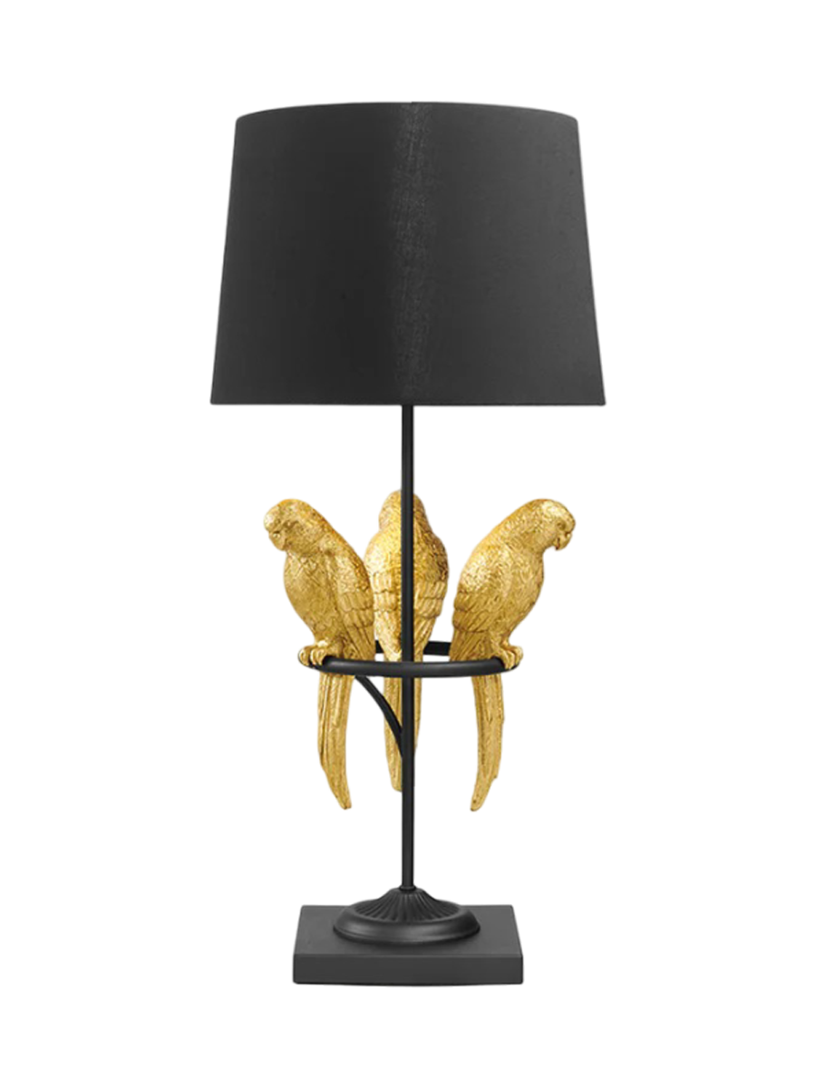 
Large Designer Table Lamp "Wildlife" - Black/Gold