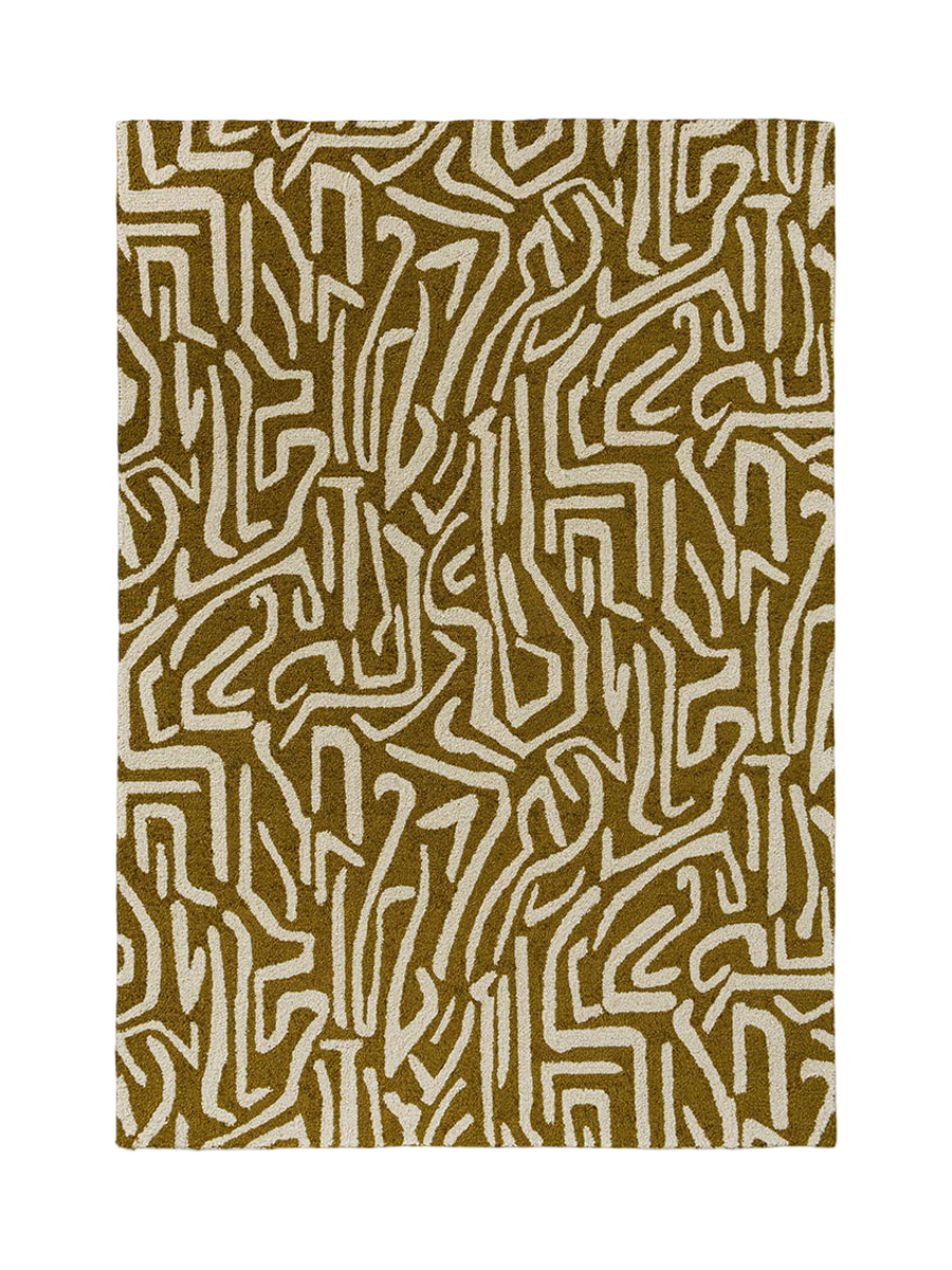 
High-Quality Indoor/Outdoor Designer Rug "Melodic", Various Sizes - 140 x 200 cm / Ochre/Gold