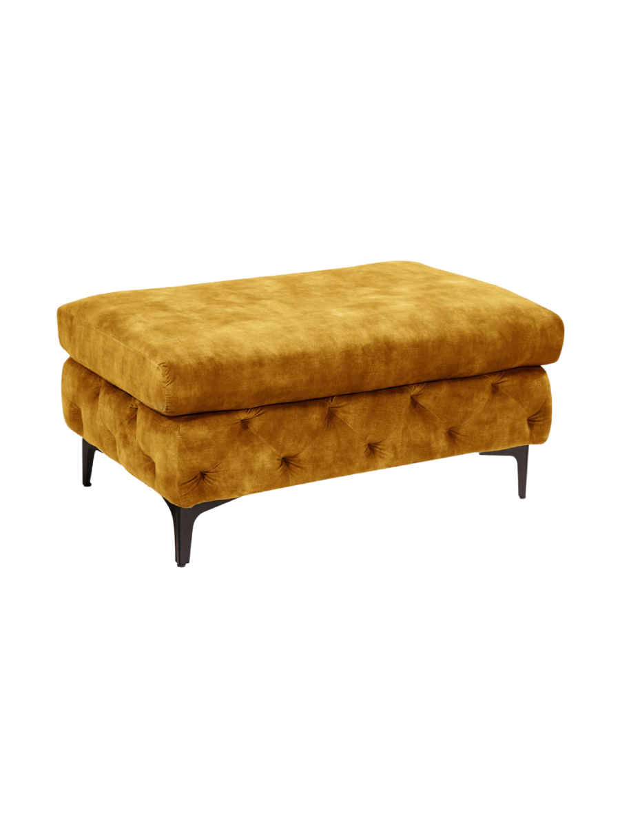 
Grand Pouf en velours « Baroque Moderne » - Jaune moutarde
