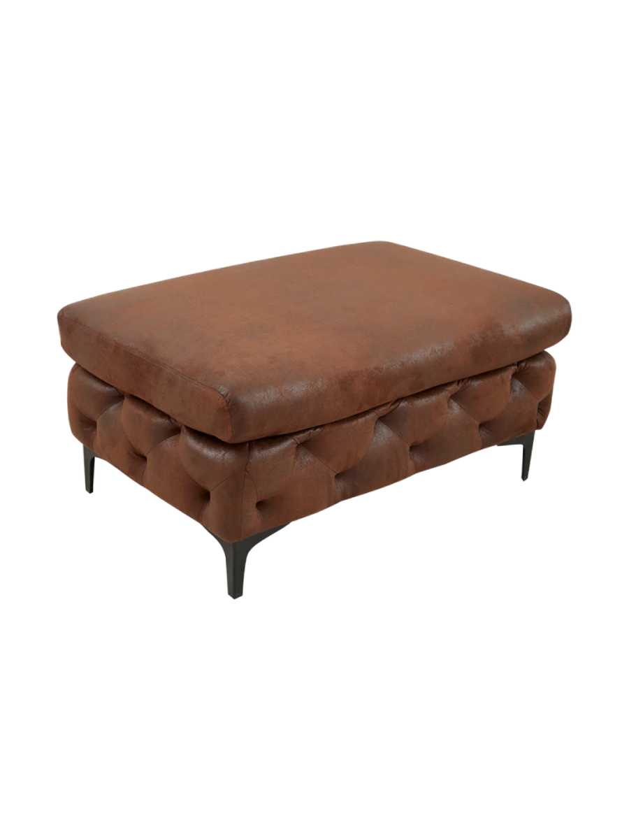 
Grand Pouf en velours « Baroque Moderne » - Brun antique