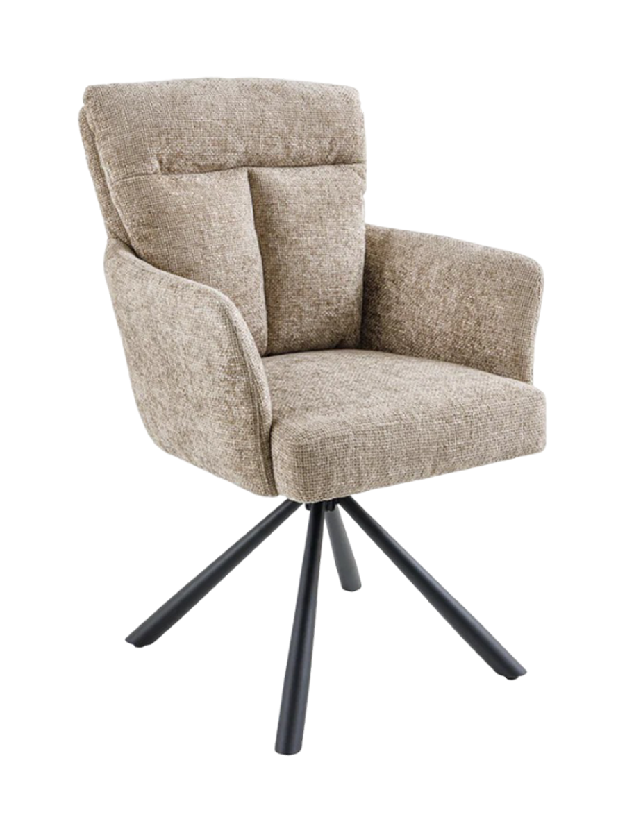 
Sedia con braccioli girevole a 360° «Big Nevis» - Tessuto strutturato Greige