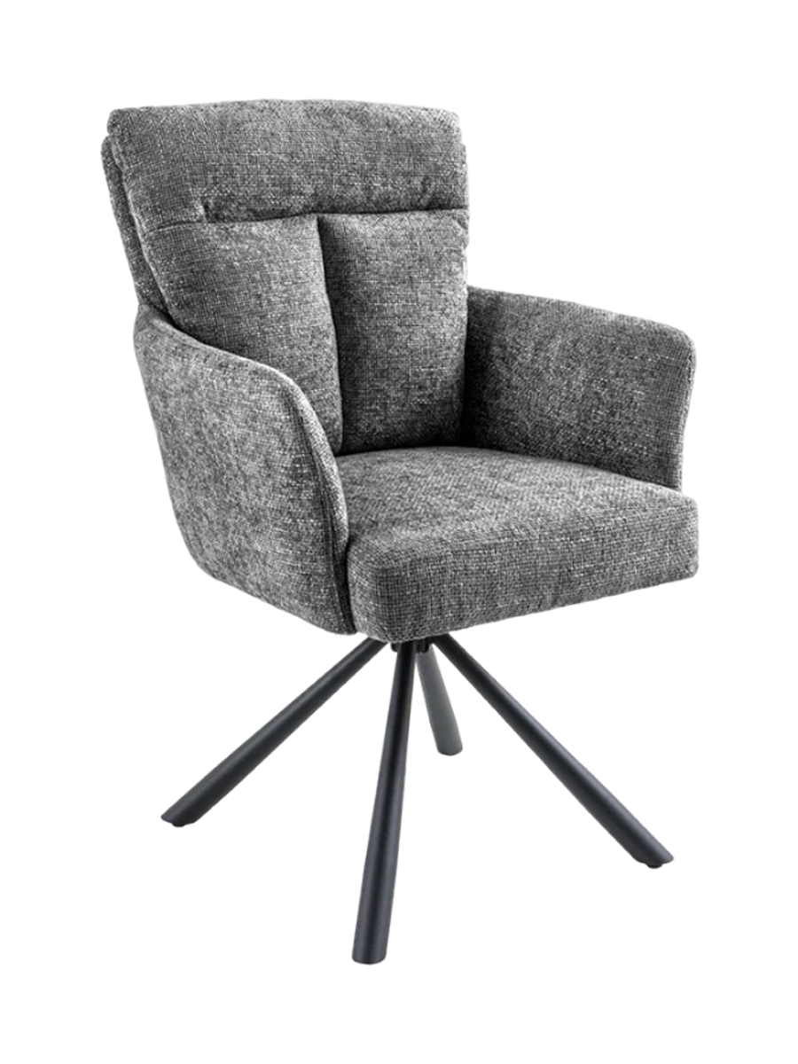 
Sedia con braccioli girevole a 360° «Big Nevis» - Tessuto strutturato Grigio chiaro