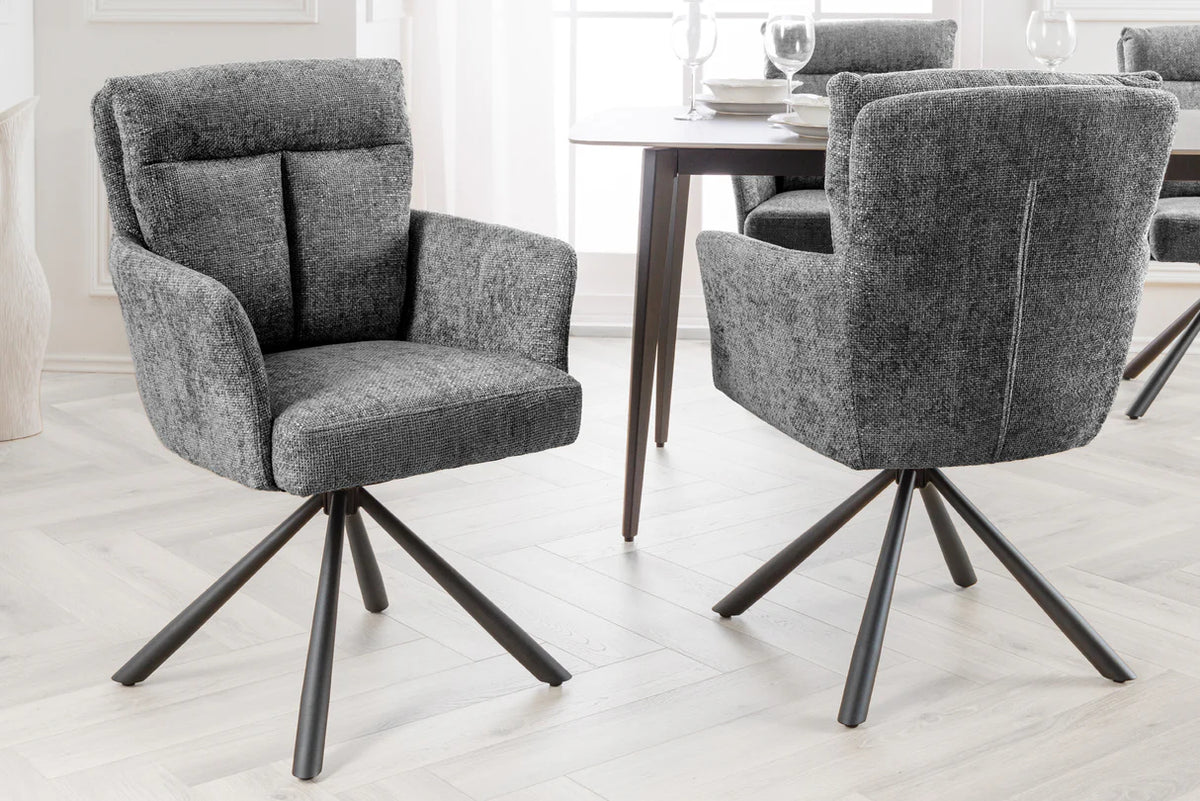 
Sedia con braccioli girevole a 360° «Big Nevis» - Tessuto strutturato Grigio chiaro