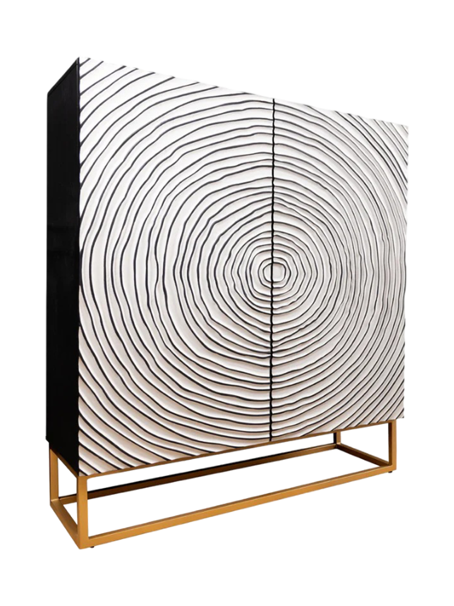 
Massivholz Design Highboard „Zen Circle“ - Weiss