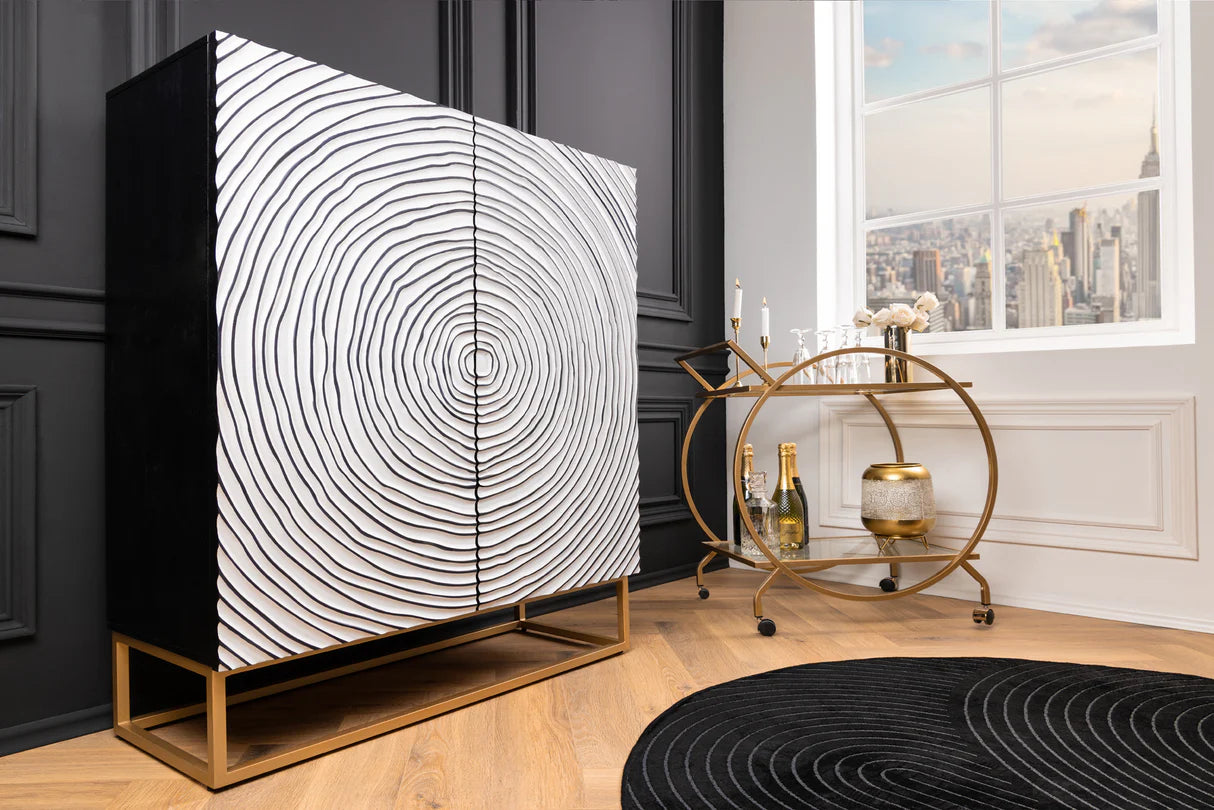 
Massivholz Design Highboard „Zen Circle“ - Weiss