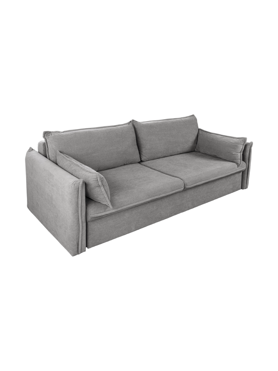 
3-Seater Designer Sofa "Apartment" with Sleeping Function - Corduroy cover grey
