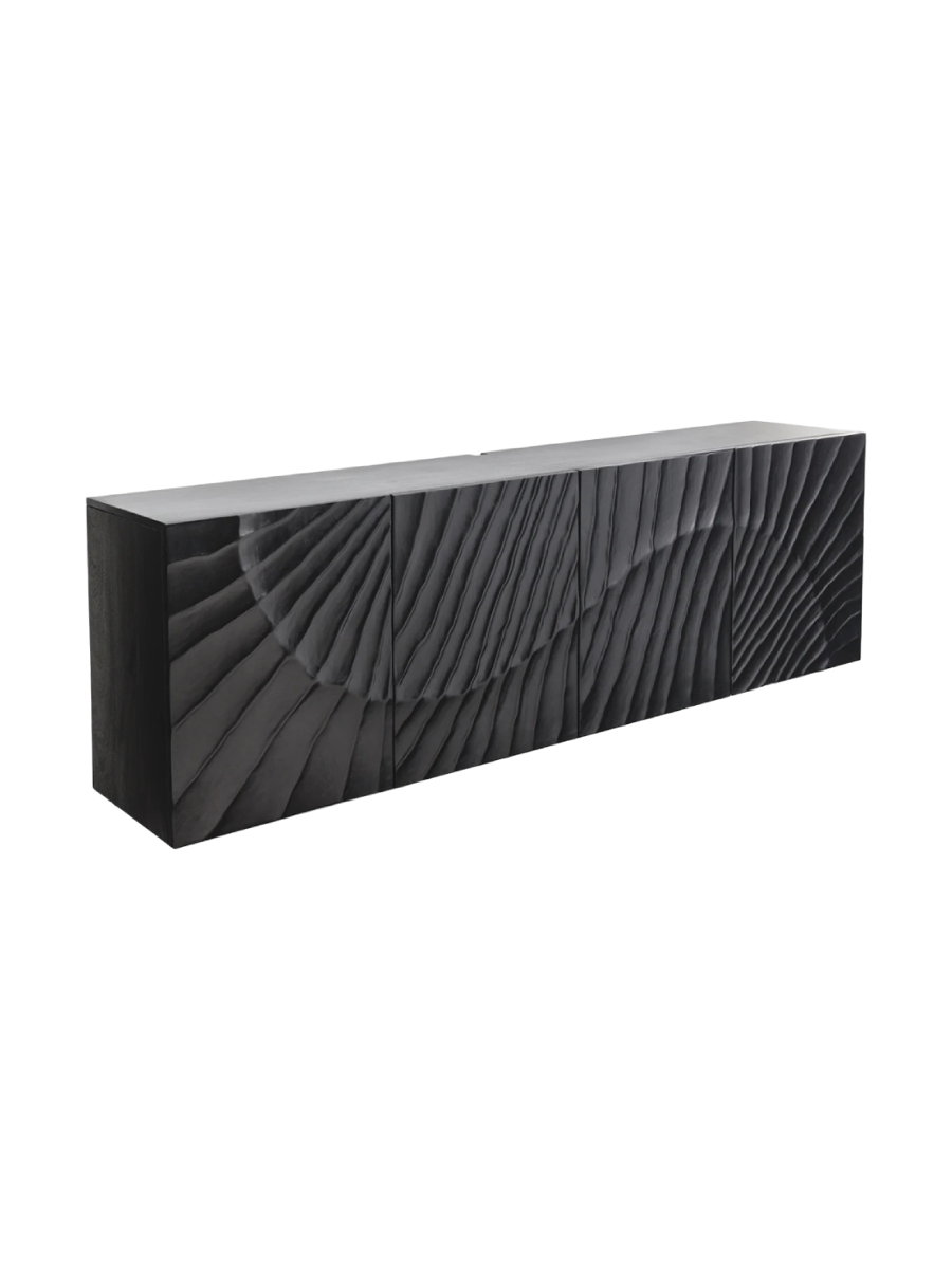 
Wandhängendes Massivholz Design Sideboard „Skorpion“ - Schwarz