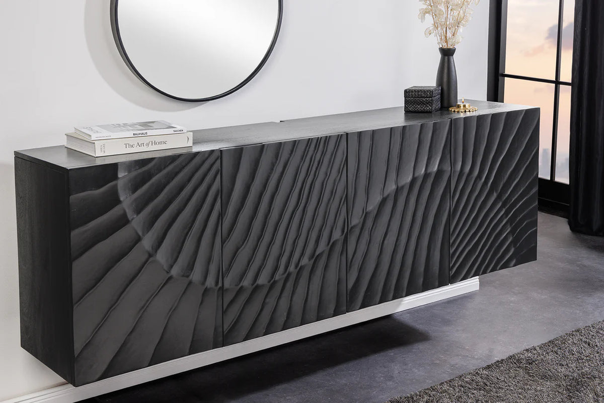 
Wandhängendes Massivholz Design Sideboard „Skorpion“ - Schwarz