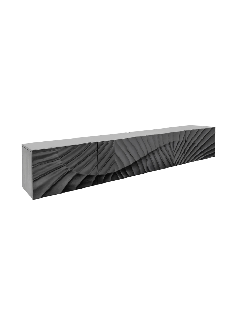 
Lowboard suspendu en bois massif « Skorpion » - Noir / 200 x 33 cm