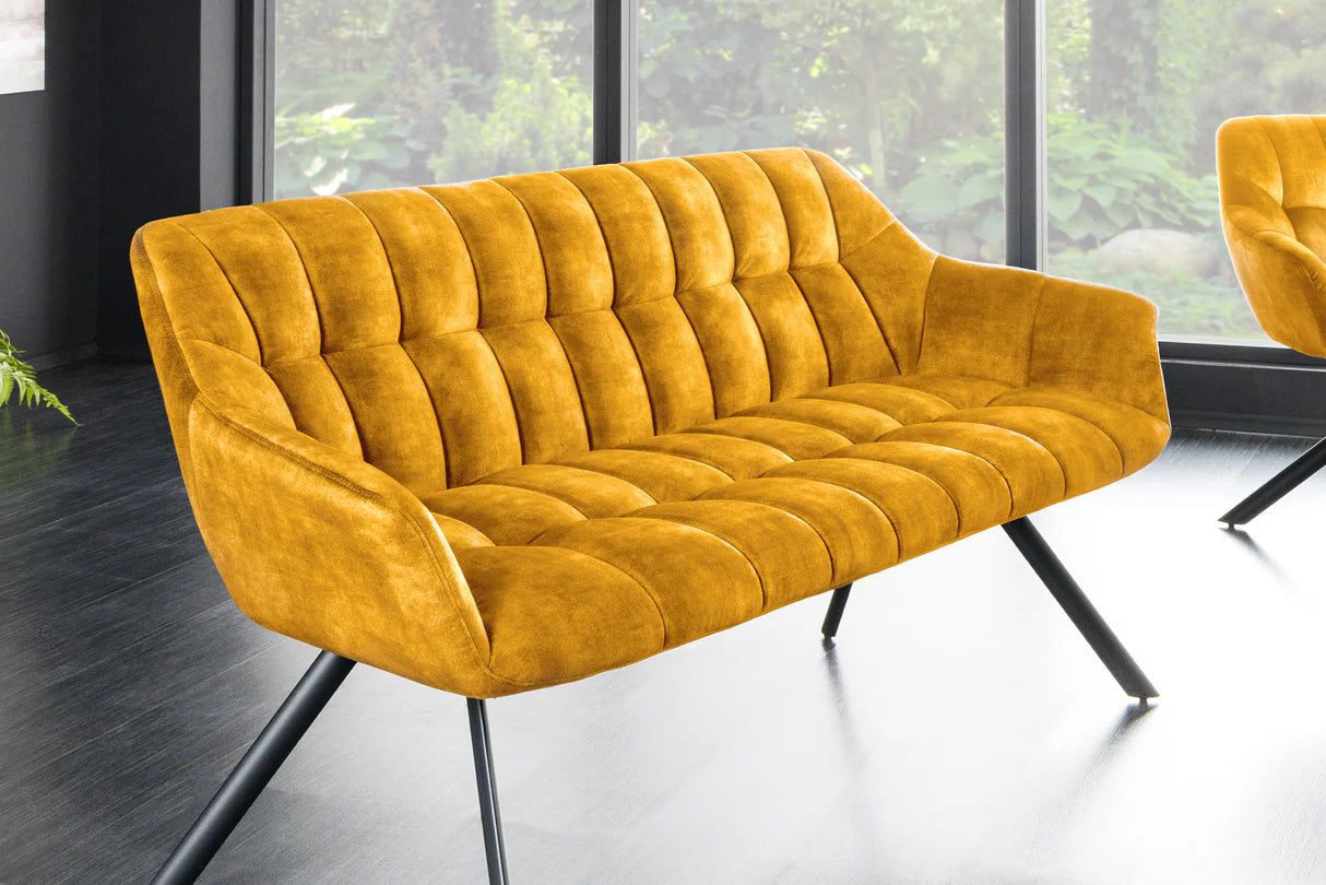 
Banc design « Papillo » - Velours Jaune Moutarde