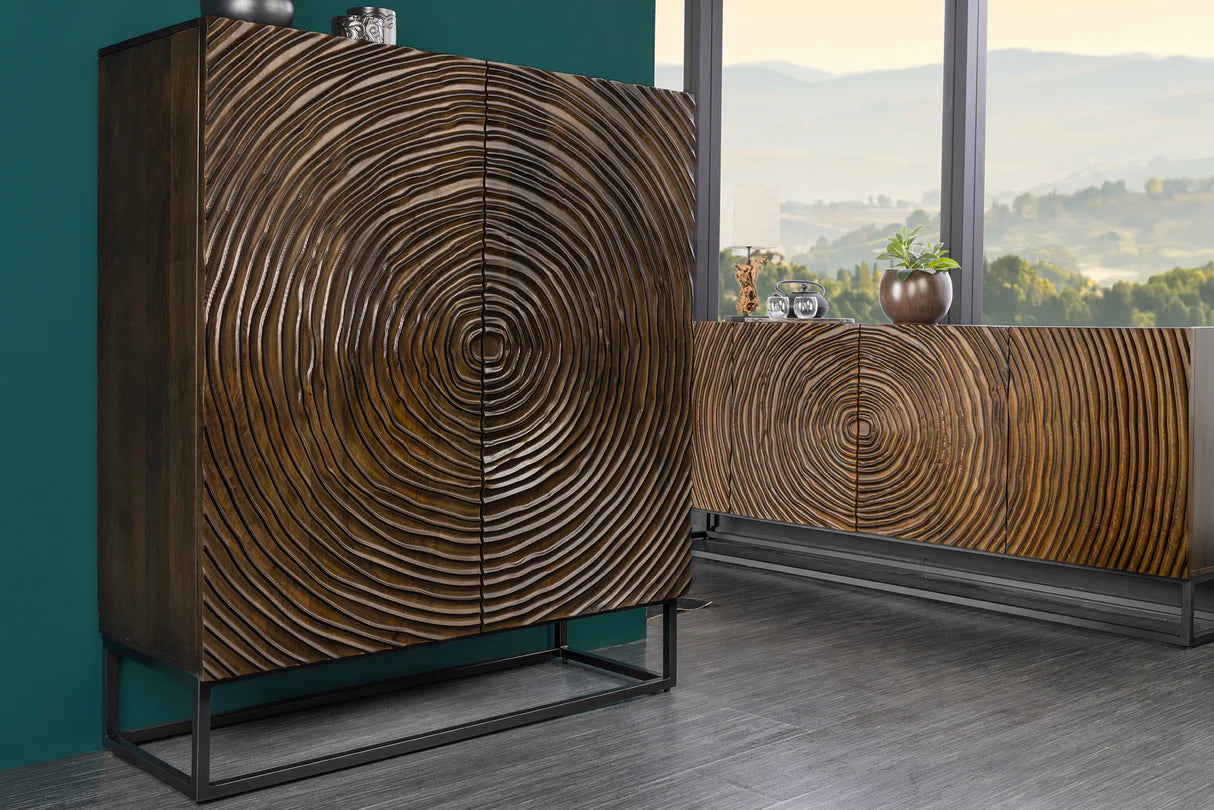 
Massivholz Design Highboard „Zen Circle“ - Braun