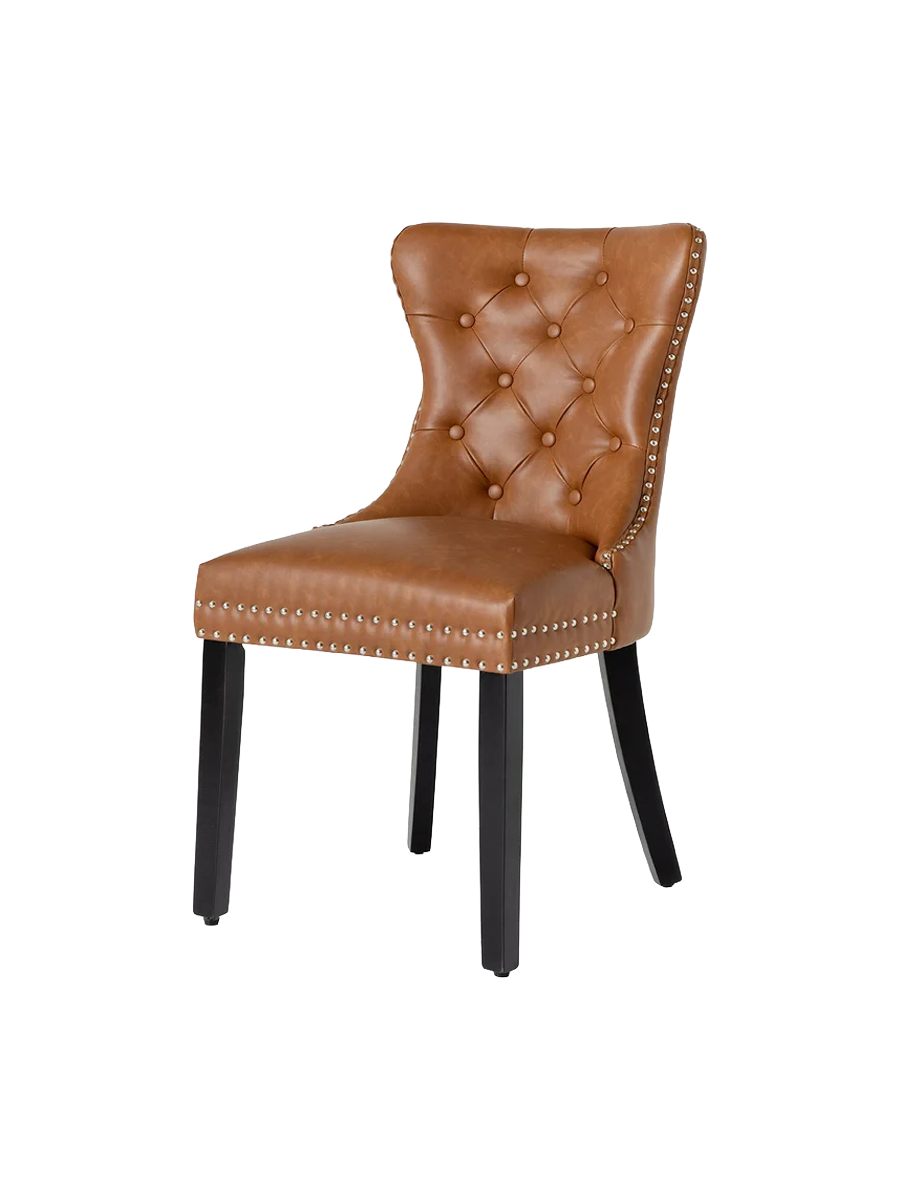 
Elegante sedia di design “Castle” con maniglia - similpelle cognac