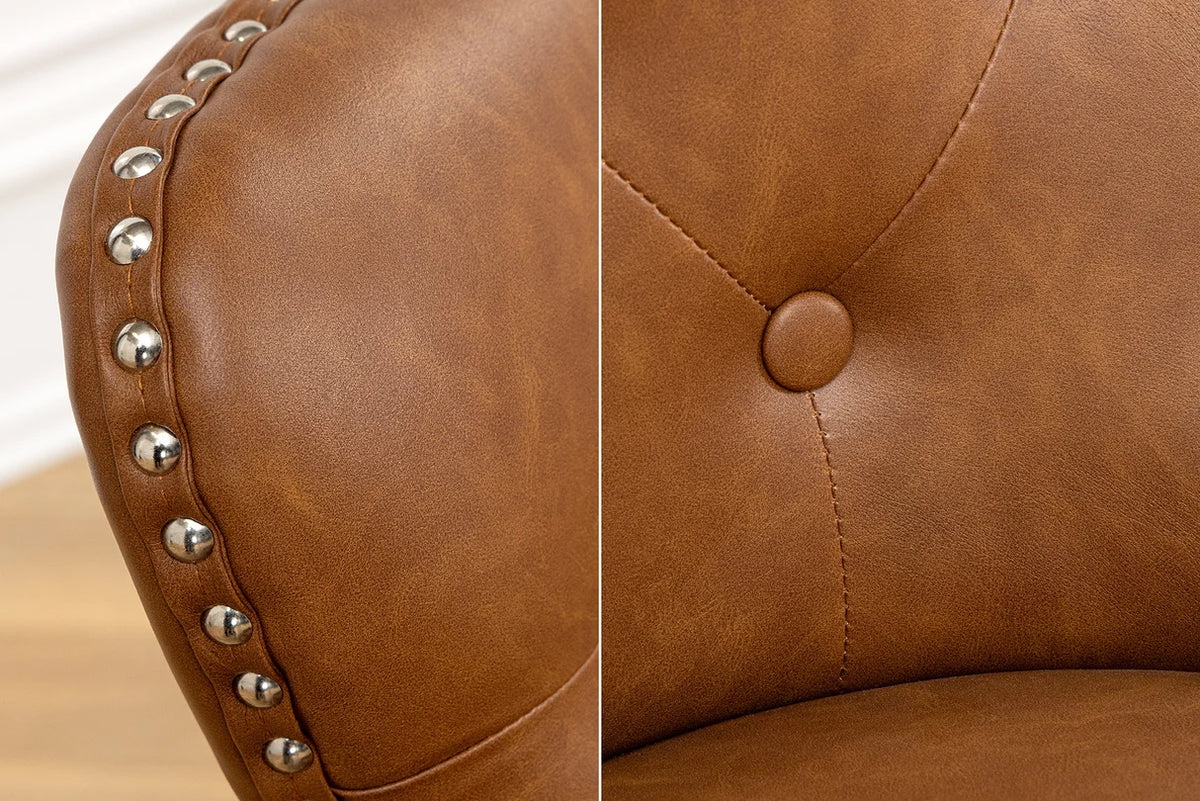 
Elegante sedia di design “Castle” con maniglia - similpelle cognac
