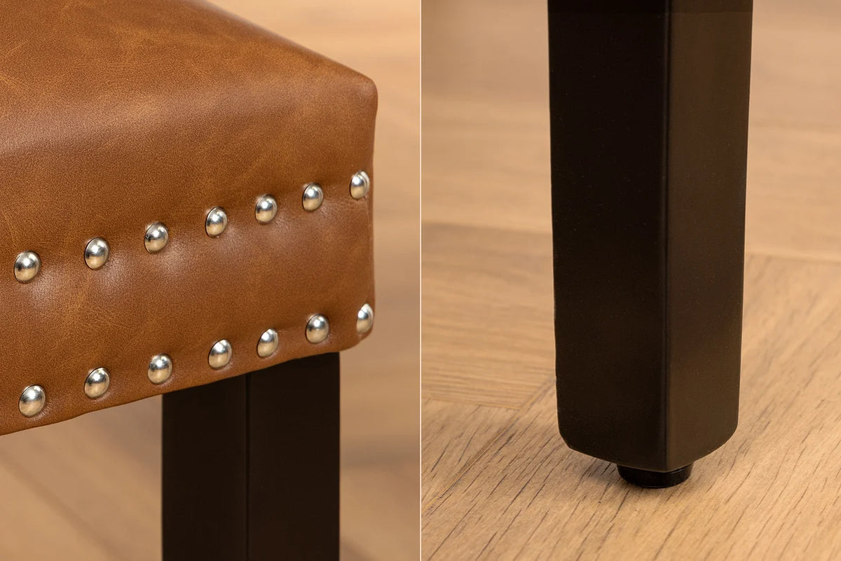 
Elegante sedia di design “Castle” con maniglia - similpelle cognac