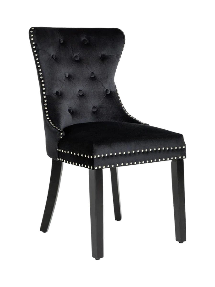 
Elegant Dining Chair "Castle" with Handle - Velvet cover Black