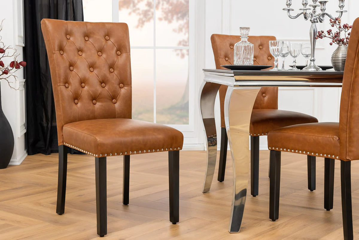 
Elegante sedia da pranzo „Castle One“ con maniglia - Similpelle Cognac