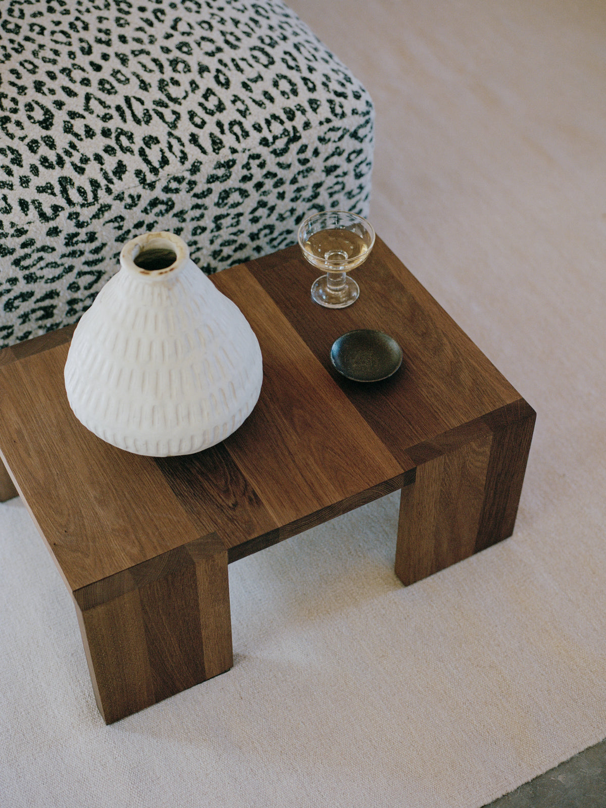 
Designer side table "Tenon" made of solid oak - Smoked oak