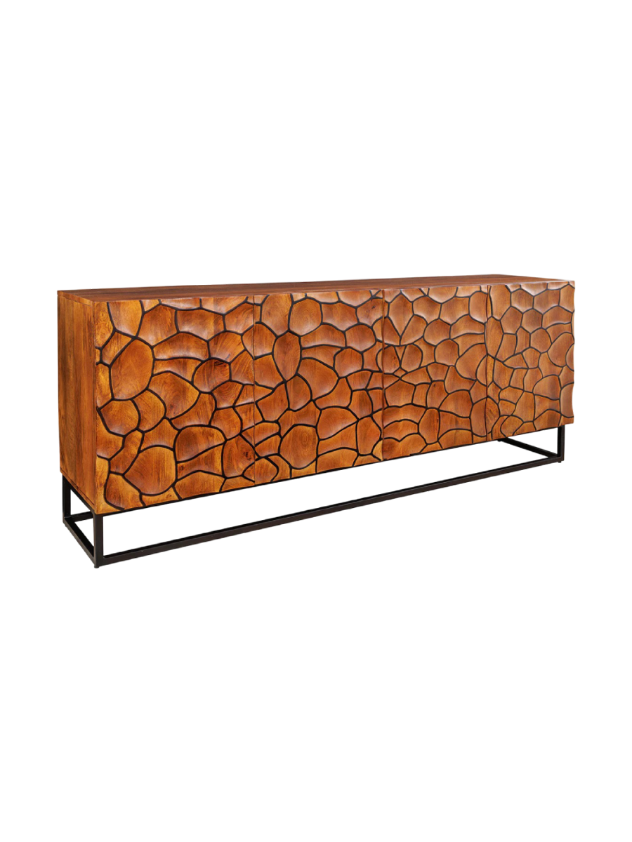
Massivholz Design Sideboard „Vulcan Mosaik“ - Braun / Schwarz