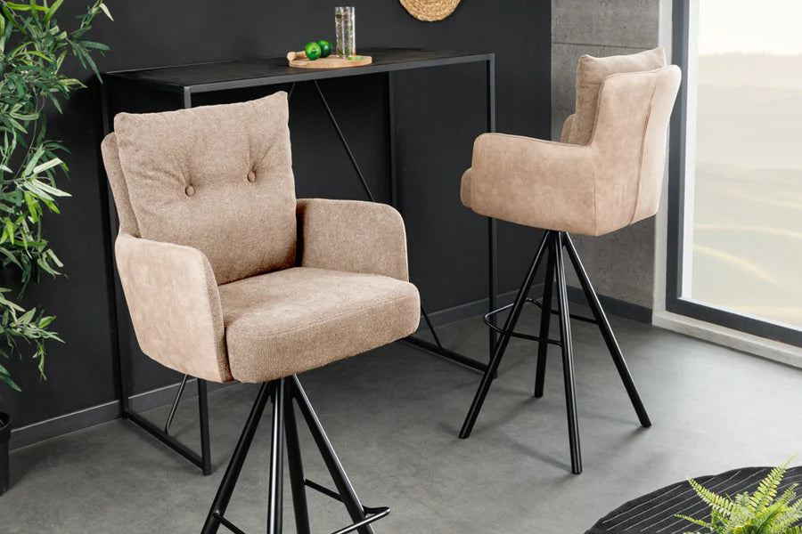 
Tabouret de bar design pivotant à 360° « Big Leon » - Champagne