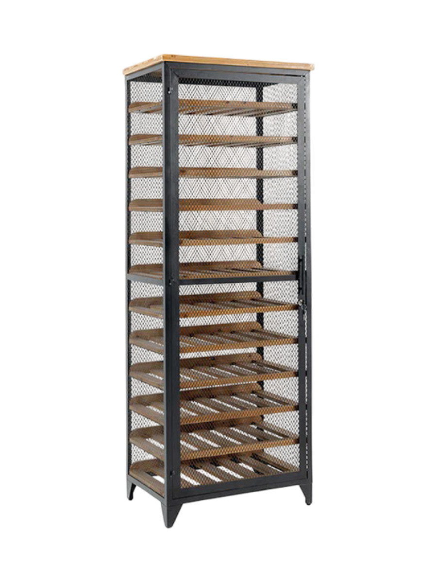 
Weinschrank „Bodega“ für 72 Flaschen, recyceltes Pinienholz