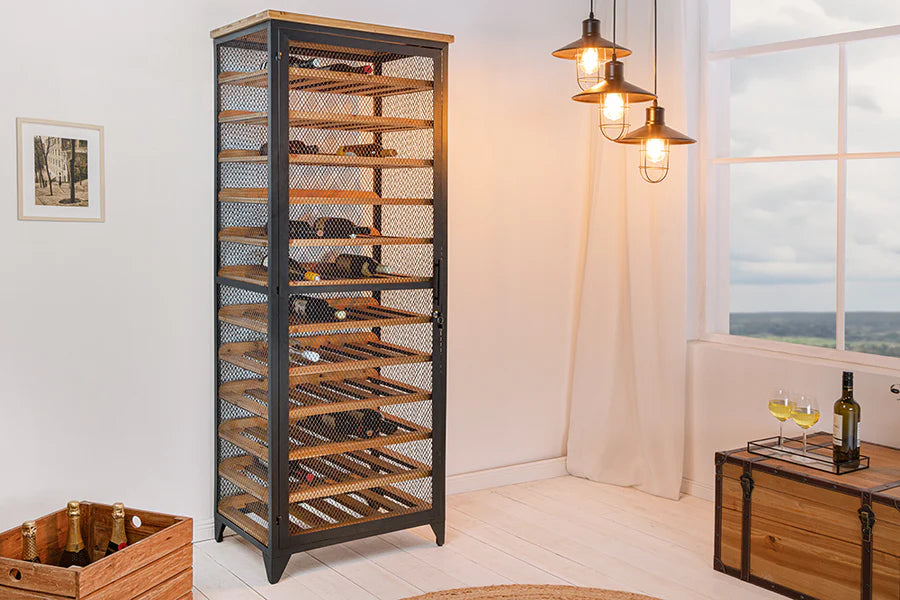 
Weinschrank „Bodega“ für 72 Flaschen, recyceltes Pinienholz