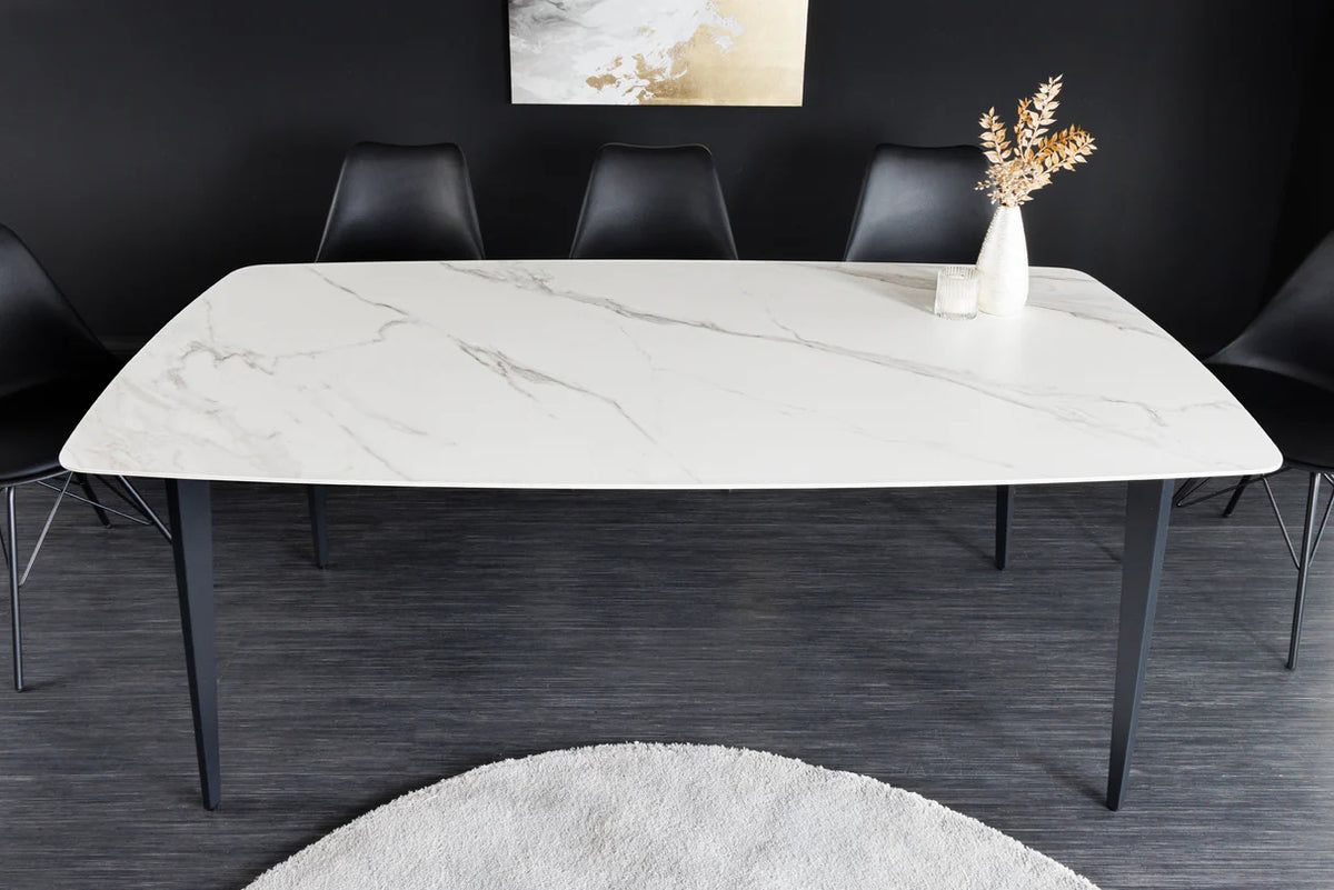 
Tavolo da pranzo di design in ceramica „Milano“, diverse dimensioni - effetto marmo bianco / 160 x 85 cm