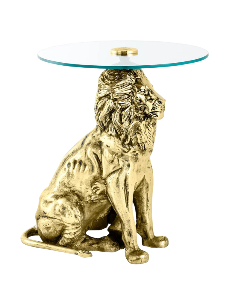 
"Wildlife Lion" Designer Side Table - Gold
