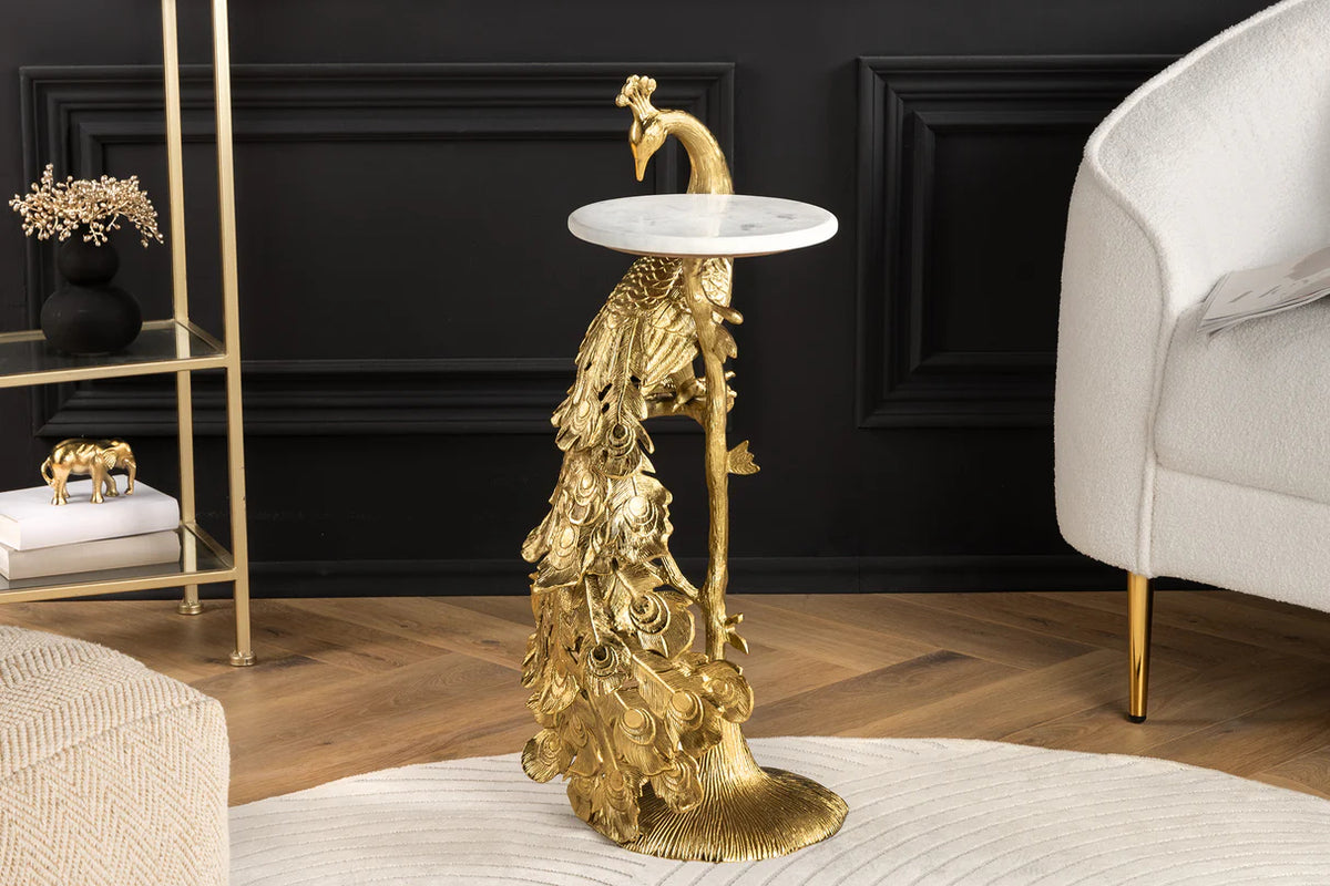 
Designer Side Table "Wildlife Peacock"